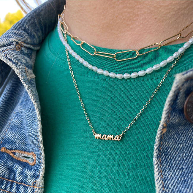 Mama Charm Necklace, Gold