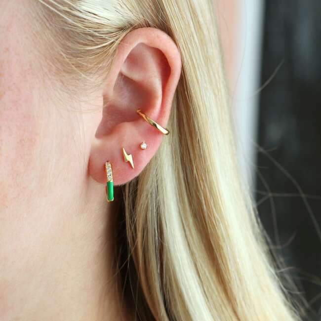 Lightning Bolt Stud Earrings, Gold