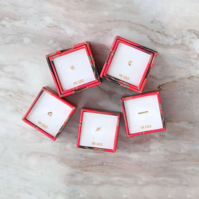 Moon Flat Back Single Stud Earring in 14k Gold - Earrings - 5