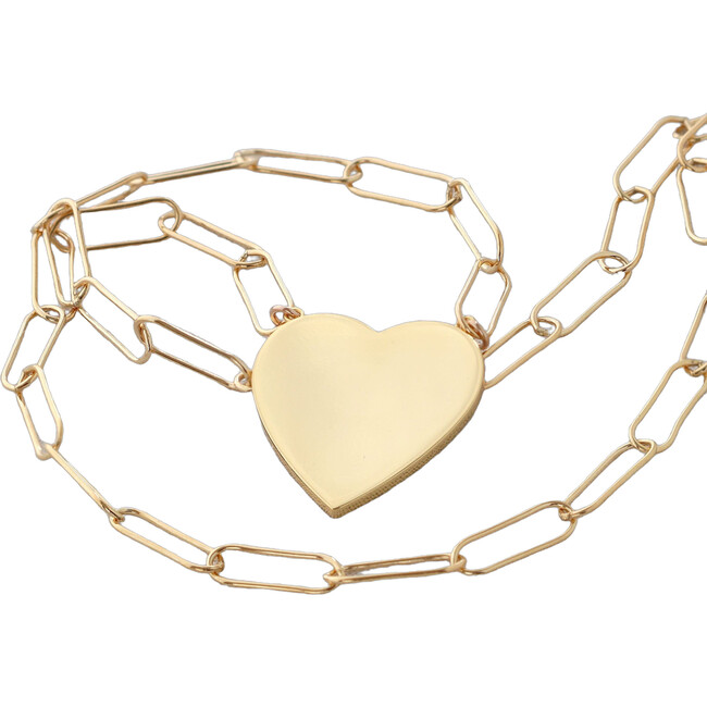 Large Heart Pendant on Large Link Chain, Gold
