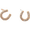 Horseshoe Crystal Stud Earrings, Gold - Earrings - 1 - thumbnail