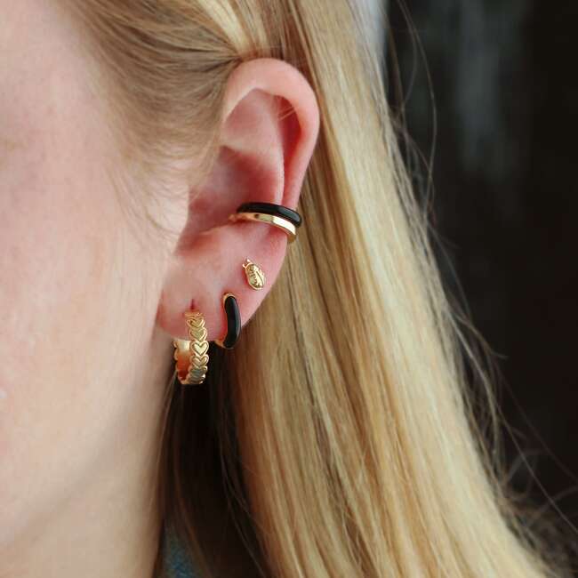 Ladybug Stud Earrings, Gold - Earrings - 3