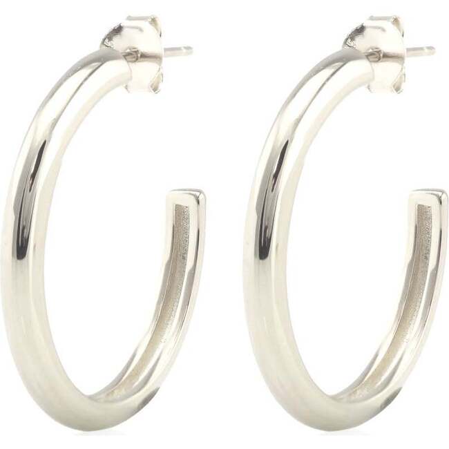 Hollow Hoop Earrings, Silver, 25mm