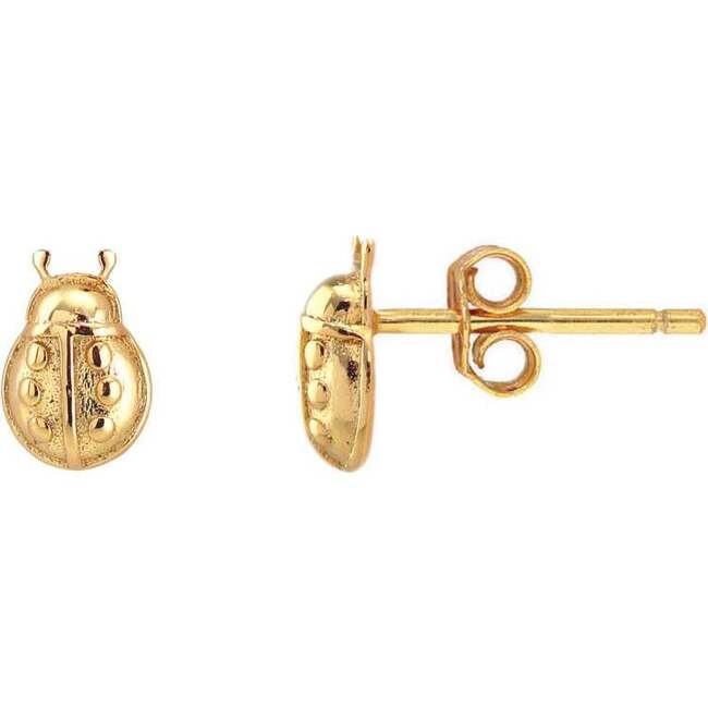 Ladybug Stud Earrings, Gold - Earrings - 5