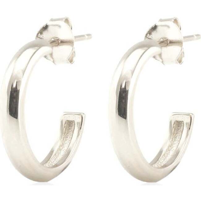 Hollow Hoop Earrings, Silver, 15mm