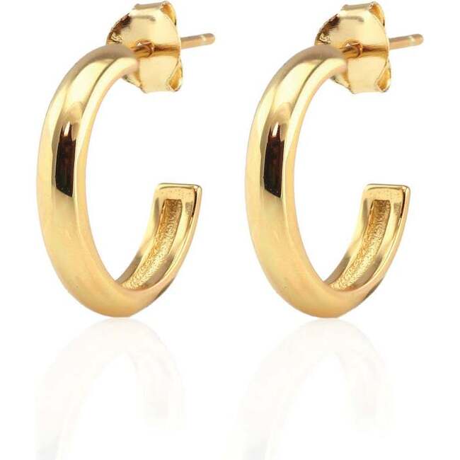 Hollow Hoop Earrings, Gold, 15mm