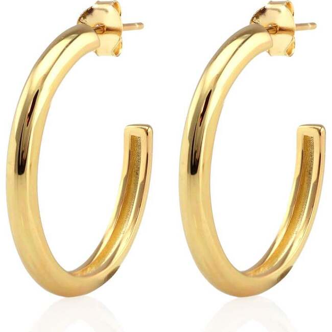 Hollow Hoop Earrings, Gold, 25mm