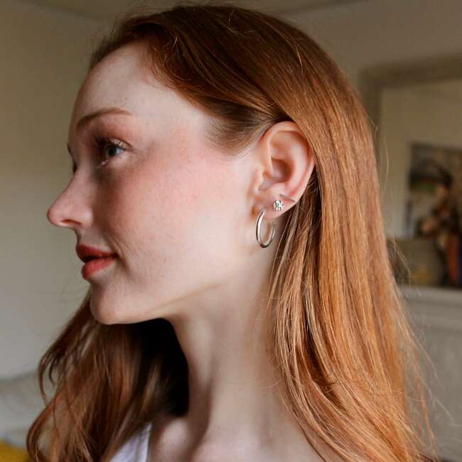 Hollow Hoop Earrings, Silver, 25mm