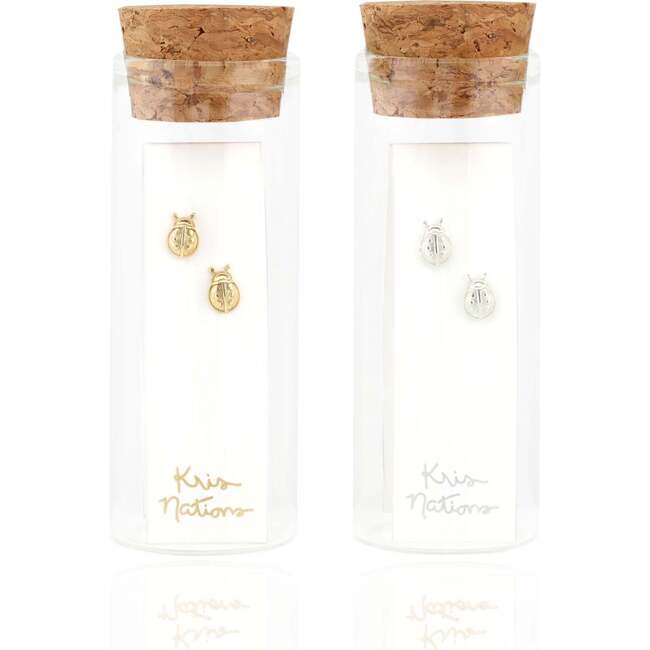 Ladybug Stud Earrings, Gold - Earrings - 6