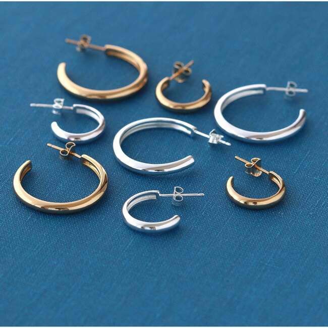 Hollow Hoop Earrings, Gold, 15mm