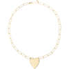 Large Heart Pendant on Large Link Chain, Gold - Necklaces - 6 - thumbnail