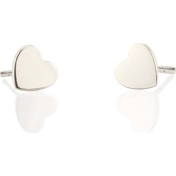 Heart Stud Earrings, Silver