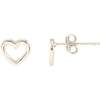 Heart Outline Stud Earrings, Silver - Earrings - 1 - thumbnail