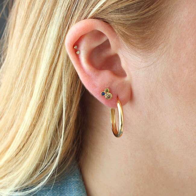 Hollow Hoop Earrings, Gold, 25mm - Earrings - 3