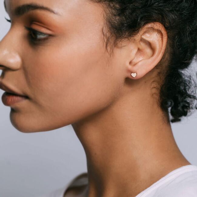 Heart Stud Earrings, Gold