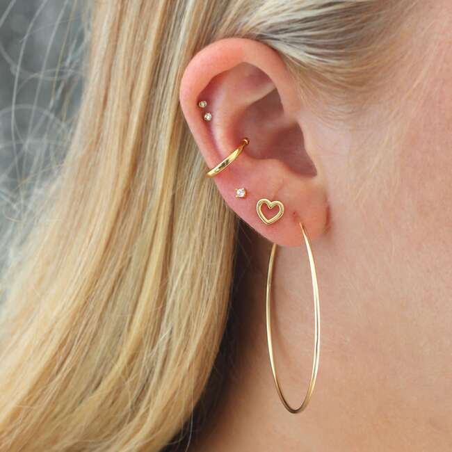 Heart Outline Stud Earrings, Gold