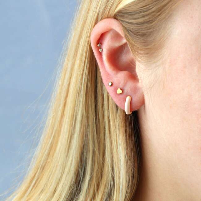 Heart Titanium Flat Back Stud Earring, Gold