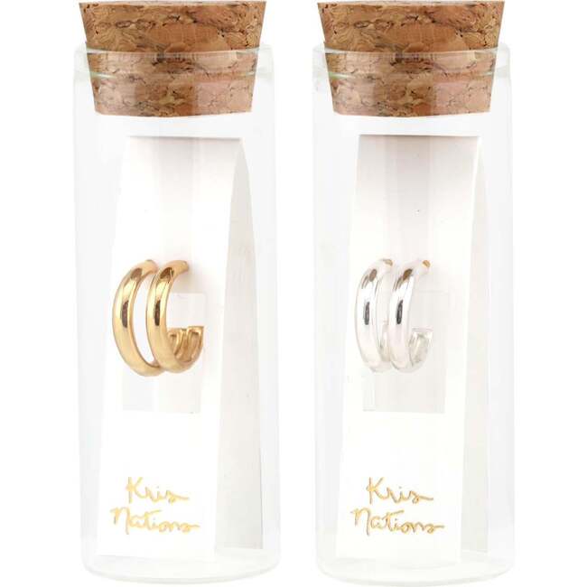 Hollow Hoop Earrings, Silver, 15mm - Earrings - 5