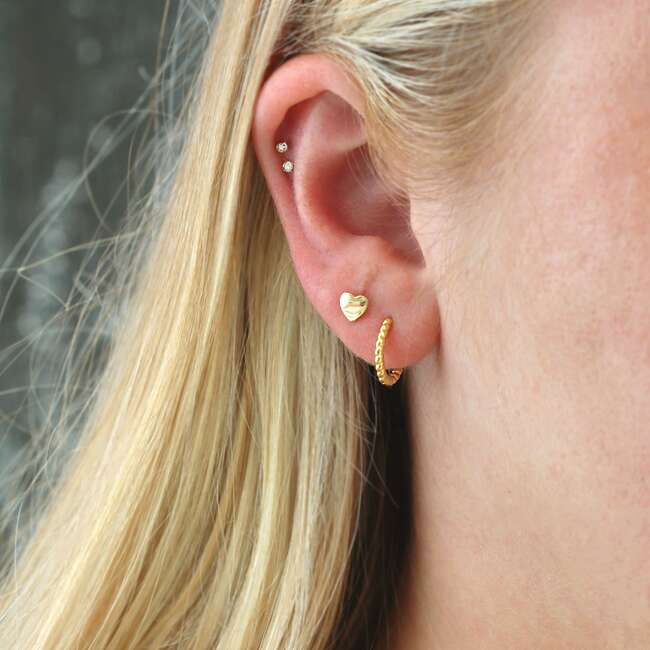 Heart Stud Earrings, Gold - Earrings - 3