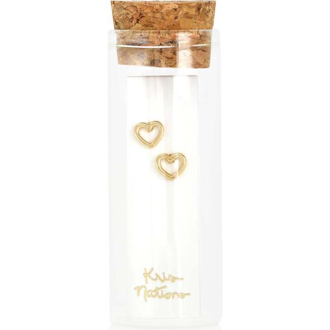 Heart Outline Stud Earrings, Gold - Earrings - 5