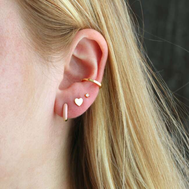 Heart Stud Earrings, Gold - Earrings - 4