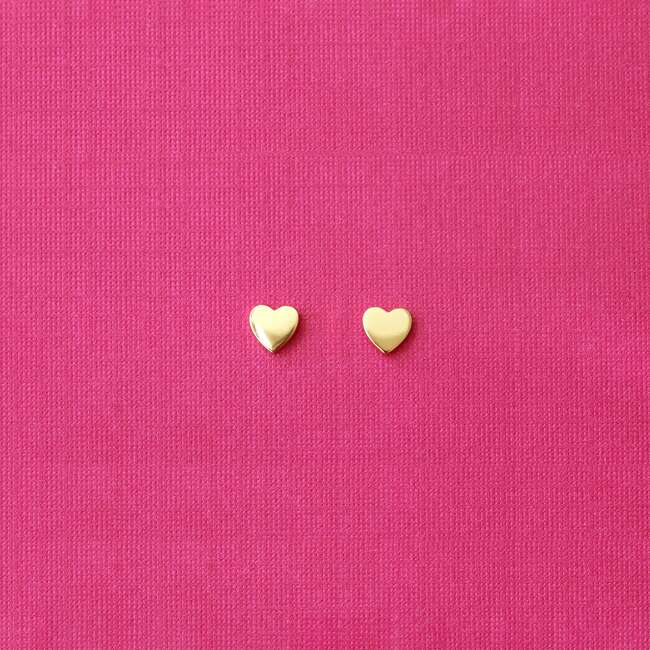 Heart Stud Earrings, Gold - Earrings - 5