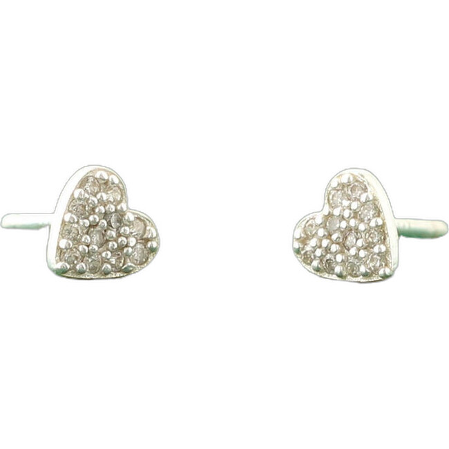 Heart Crystal Stud Earrings, Silver