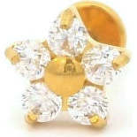 Flower Crystal Titanium Flat Back Stud Earring, Gold