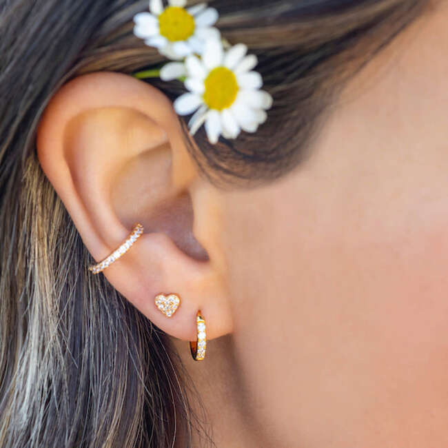 Heart Crystal Stud Earrings, Gold