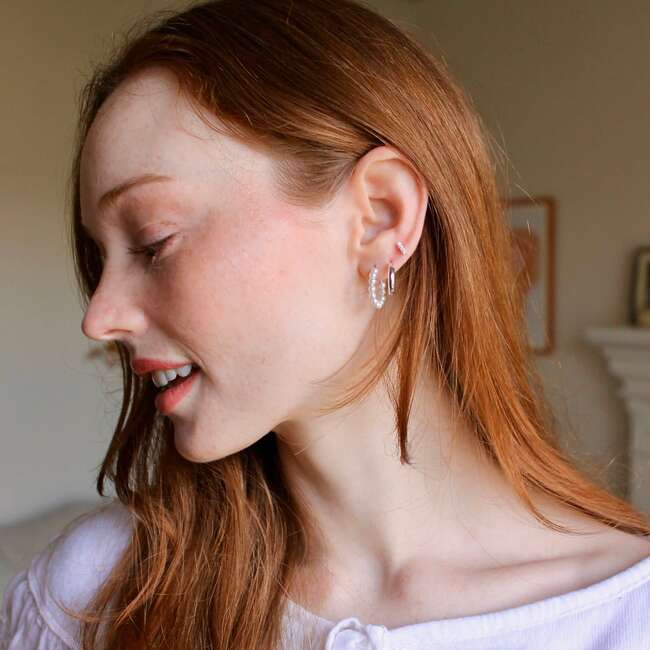 Freshwater Pearl Huggie Post Hoop Earrings, Gold