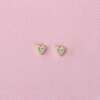 Heart Crystal Stud Earrings, Gold - Earrings - 3