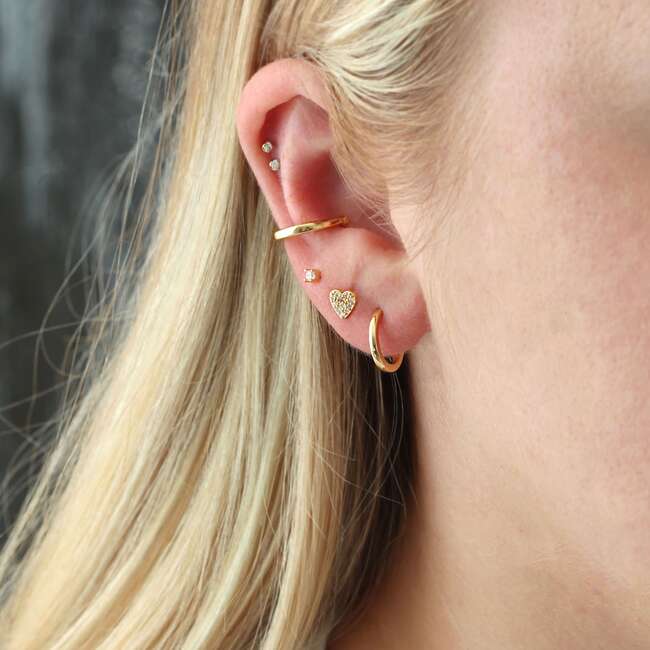 Heart Crystal Stud Earrings, Gold - Earrings - 4