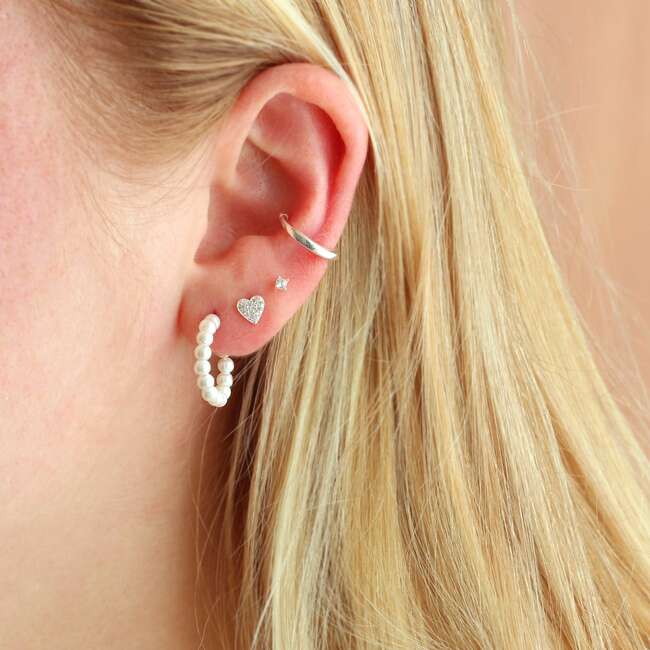 Freshwater Pearl Huggie Post Hoop Earrings, Gold - Earrings - 4