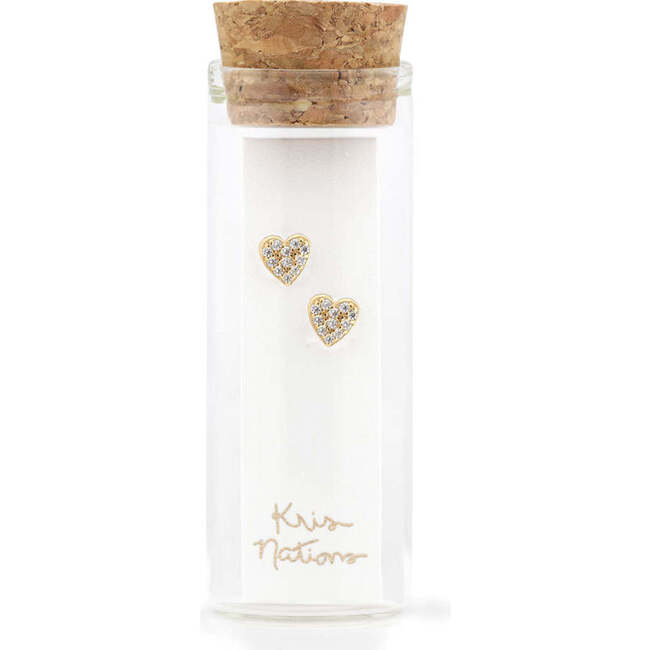 Heart Crystal Stud Earrings, Gold - Earrings - 5