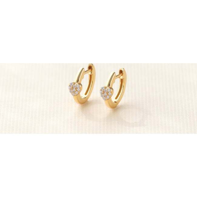 Heart Crystal Huggie Hoop Earrings, Gold - Earrings - 4