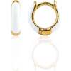 Enamel Huggie Hoop Earrings, Gold, White - Earrings - 1 - thumbnail