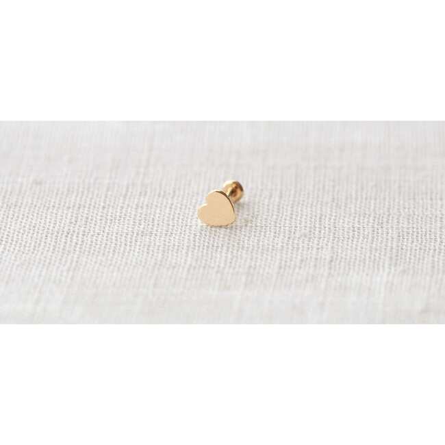 Heart Flat Back Single Stud Earring in 14k Gold - Earrings - 6