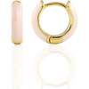 Enamel Huggie Hoop Earrings, Gold, Light Pink - Earrings - 1 - thumbnail