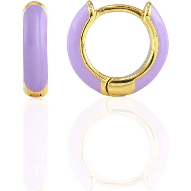 Enamel Huggie Hoop Earrings, Gold, Peri