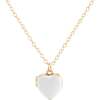 Enamel Heart Locket, Gold, White - Necklaces - 1 - thumbnail