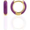 Enamel Huggie Hoop Earrings, Gold, Aubergine - Earrings - 1 - thumbnail