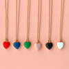 Enamel Heart Locket, Gold, Red - Necklaces - 3