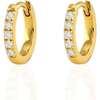 Crystal Huggie Hoop Earrings, Gold, Crystal - Earrings - 1 - thumbnail