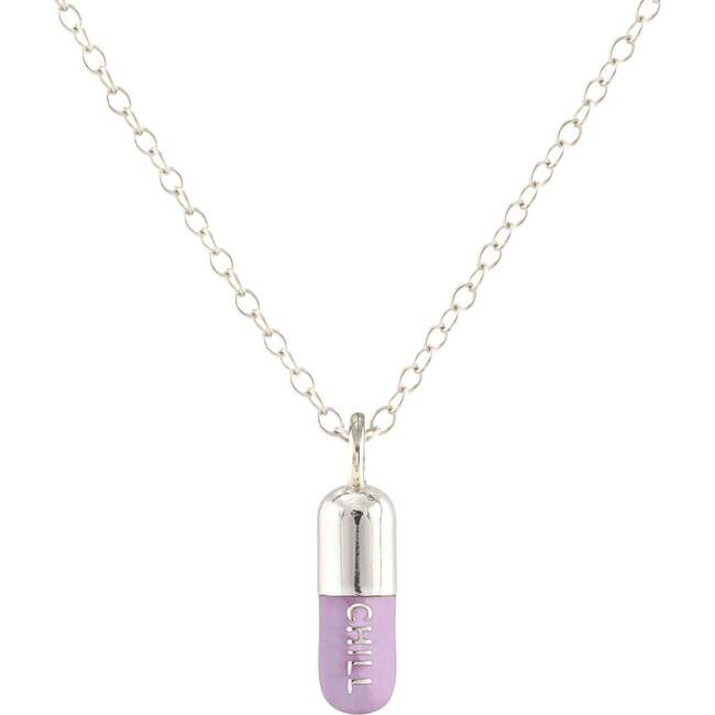 Chill Pill Enamel Necklace, Silver, Peri
