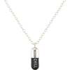 Chill Pill Enamel Necklace, Silver, Black - Necklaces - 1 - thumbnail