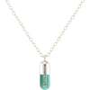 Chill Pill Enamel Necklace, Silver, Turquoise - Necklaces - 1 - thumbnail