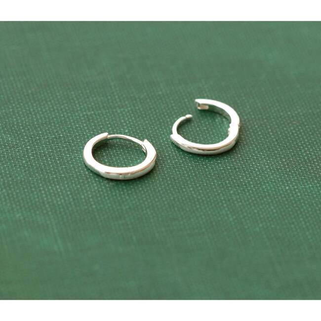 Classic 12mm Hinged Huggie Hoop Earrings, Silver - Earrings - 3