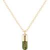 Chill Pill Enamel Necklace, Gold, Olive - Necklaces - 1 - thumbnail