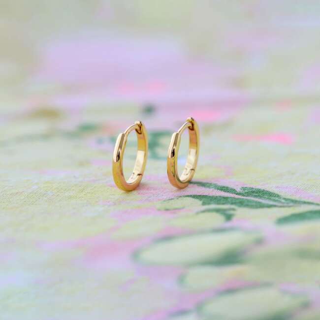 Classic 12mm Hinged Huggie Hoop Earrings, Gold - Earrings - 4