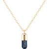 Chill Pill Enamel Necklace, Gold, Blue - Necklaces - 1 - thumbnail